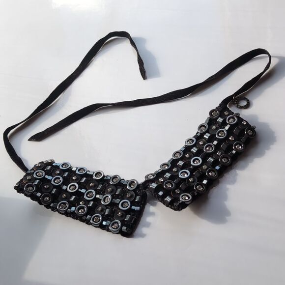 Authentic Anteprima Black and Silver Beaded Collar Necklace - Picture 8 of 10